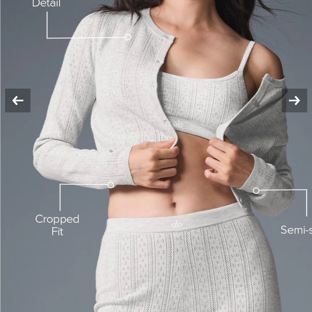 ALO Yoga Women's Light Grey Pointelle Cardigan